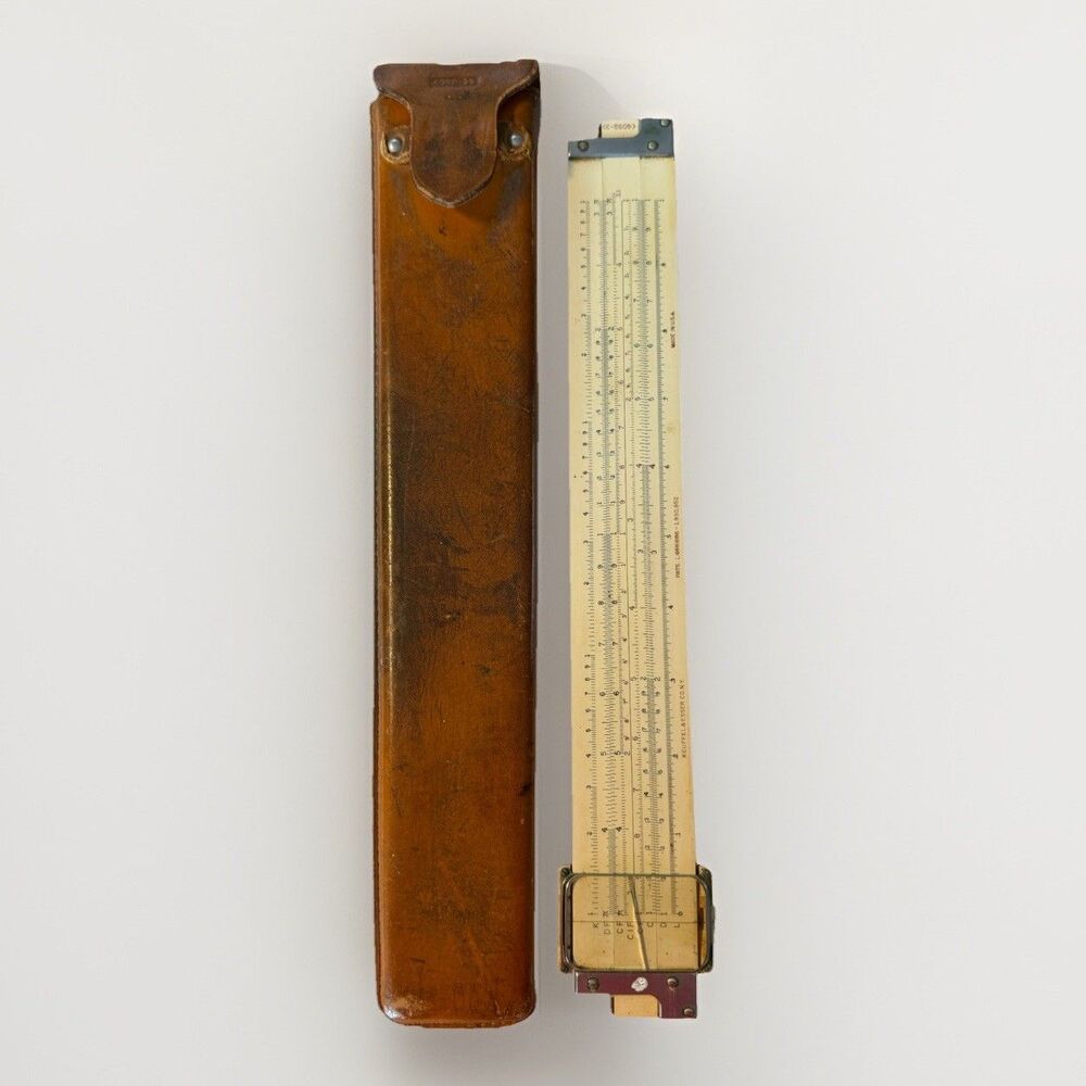 Vintage KEUFFEL & ESSER CO K&E 1947 Slide Drafting Ruler Architect Leather Case